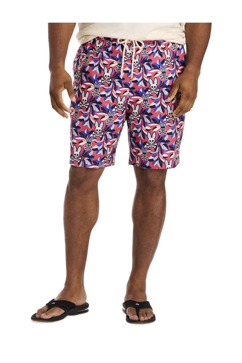 Big & Tall Florian Printed Swim Trunks, Main, color, RUBI QUARTZ