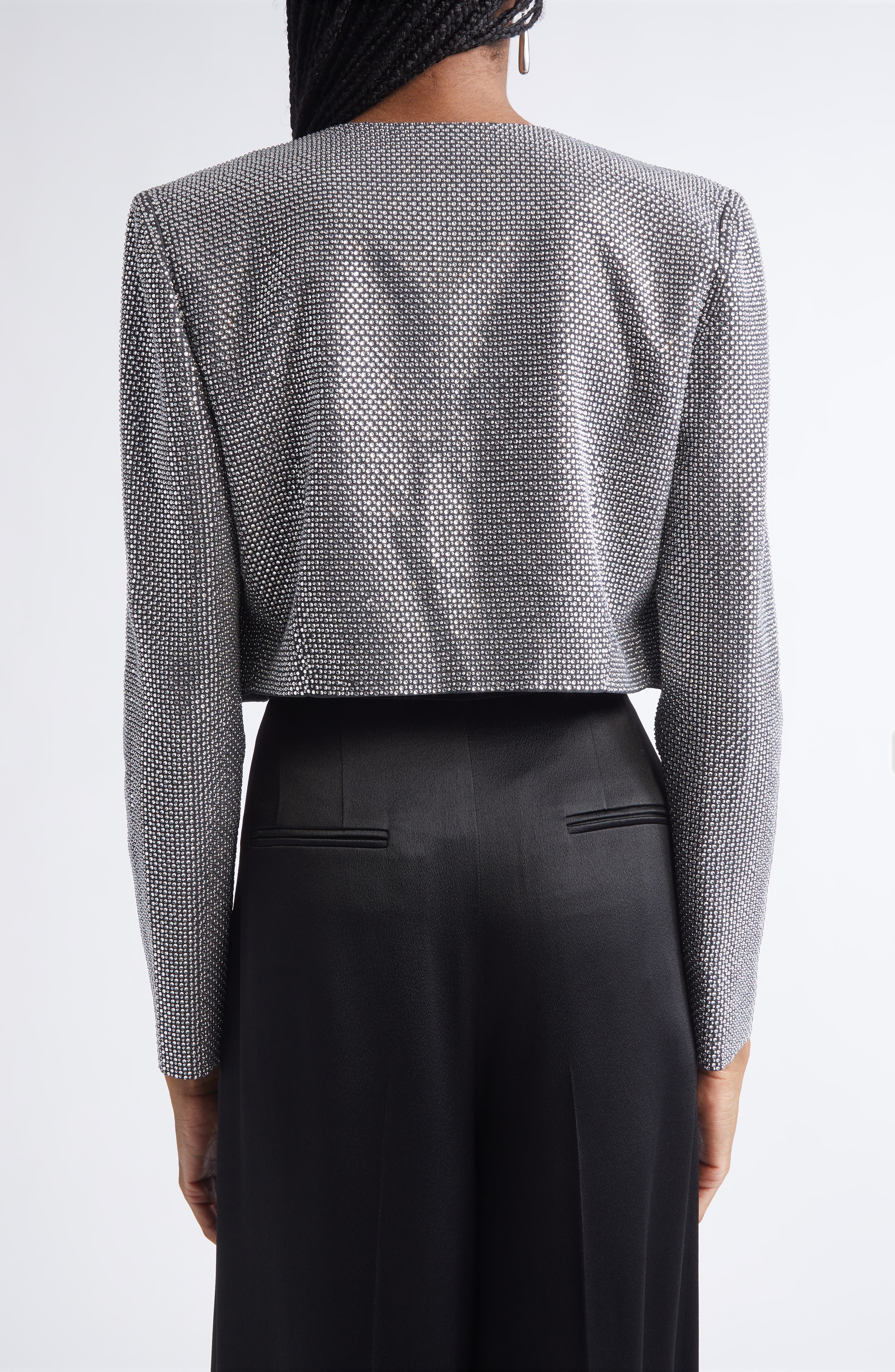 Crystal Embellished Crop Jacket - image 2