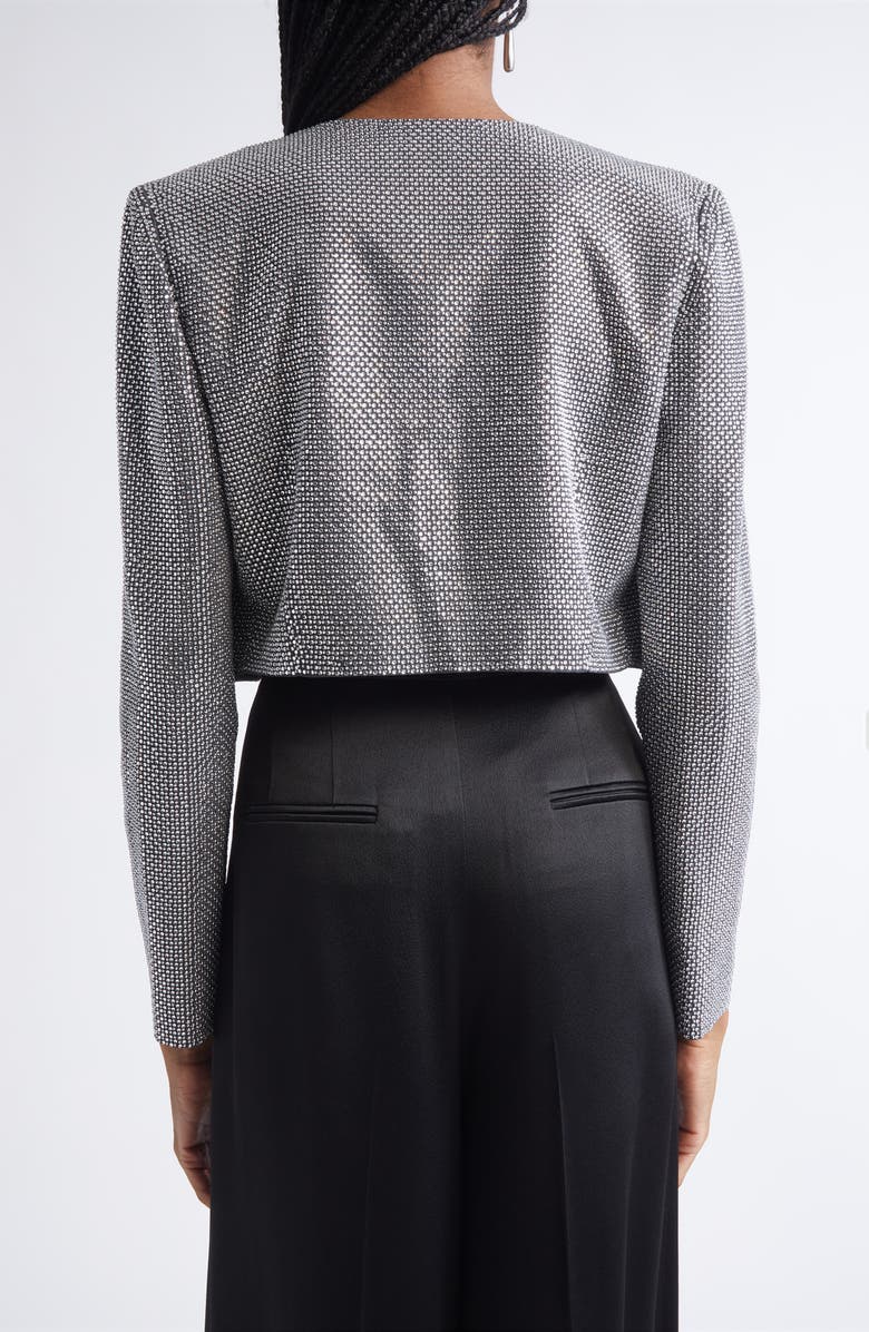 ST. JOHN Crystal Embellished Crop Jacket, Alternate, color, Dark Grey Melange