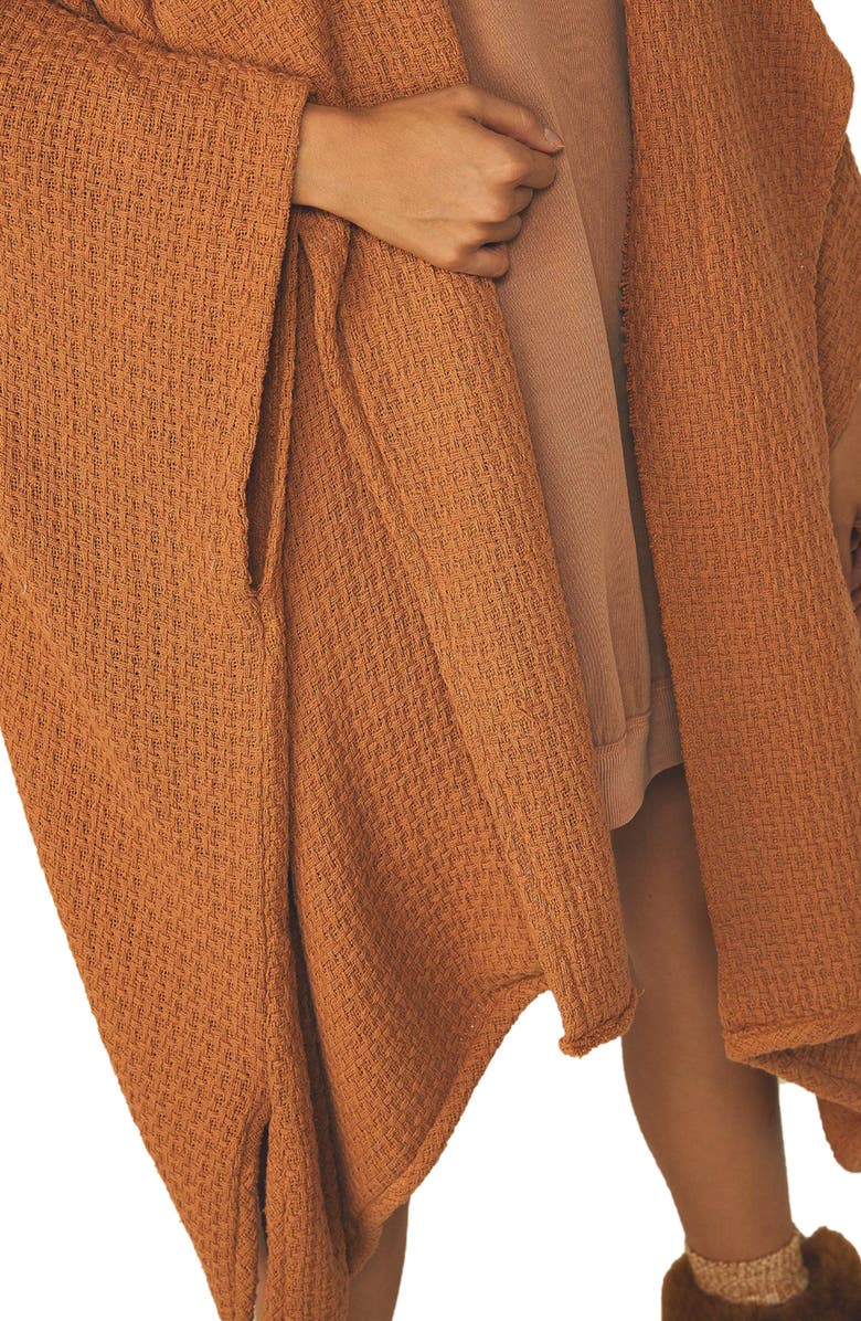Oversize Waffle Knit Poncho Jacket