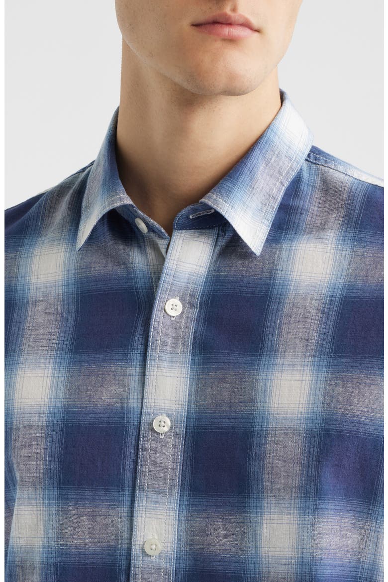 Pamucak Regular Fit Plaid Cotton & Linen Button-Up Shirt, Alternate, color, BLUE