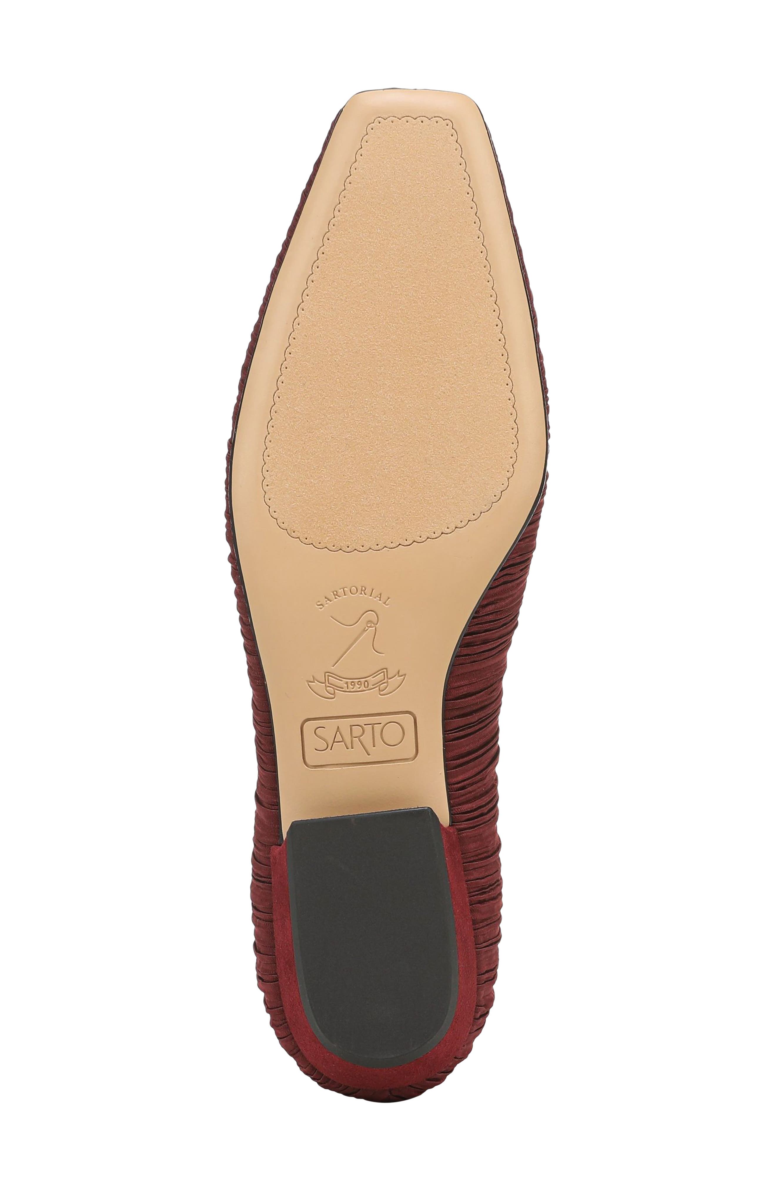 Dasia Pointed Toe Flat, Alternate, color, RED PLEATED SATIN