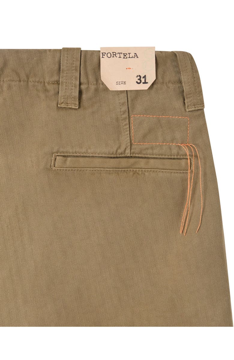 Fortela Thomas Herringbone Cotton Trousers, Alternate, color, Olive