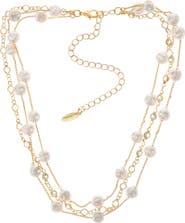 Ettika Imitation Pearl & Cubic Zirconia Layered Necklace