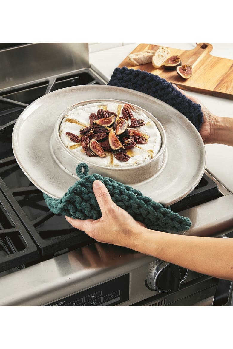 Red Crocheted Cotton Trivet Potholder Set of Four Heat Resistant, Alternate, color, Red
