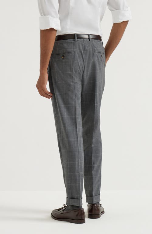 Brunello Cucinelli Check-pattern Wool Trousers In Gray