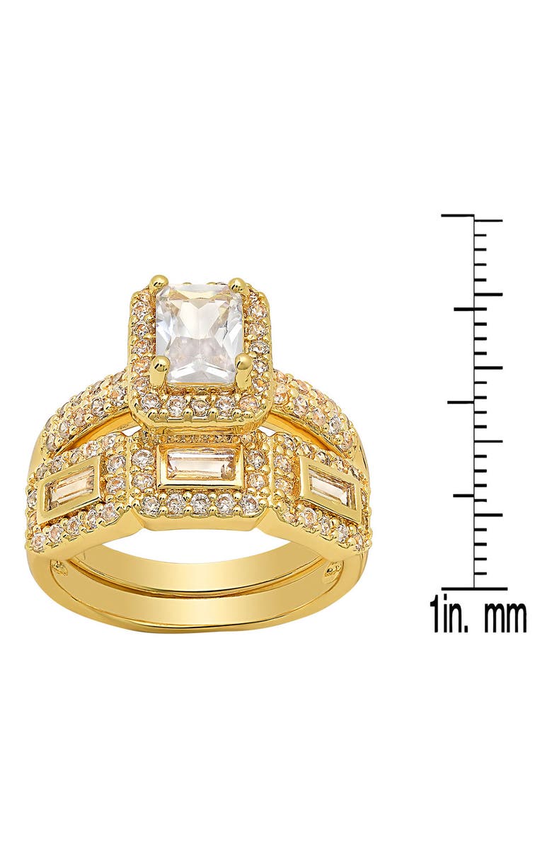 HMY JEWELRY Cushion Cut Simulated Diamond Stacked Pavé Ring, Alternate, color, Gold