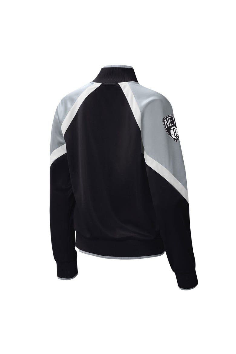 Women's Starter Black Brooklyn Nets Slam Dunk Raglan Full-Zip Track Jacket, Alternate, color, Black