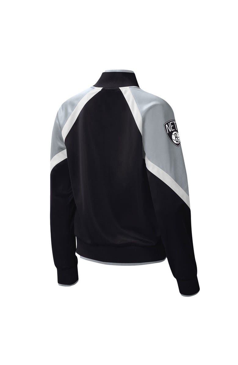 STARTER Women's Starter Black Brooklyn Nets Slam Dunk Raglan Full-Zip Track Jacket, Alternate, color, Black