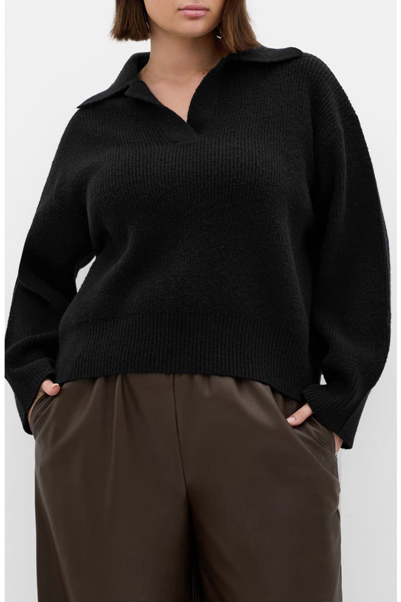 Opal Spread Collar Sweater, Main, color, BLACK