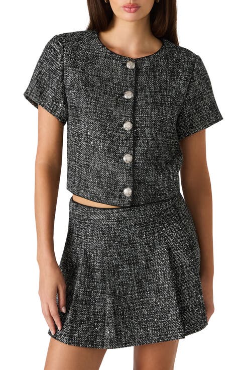 Aralynn Crop Tweed Top