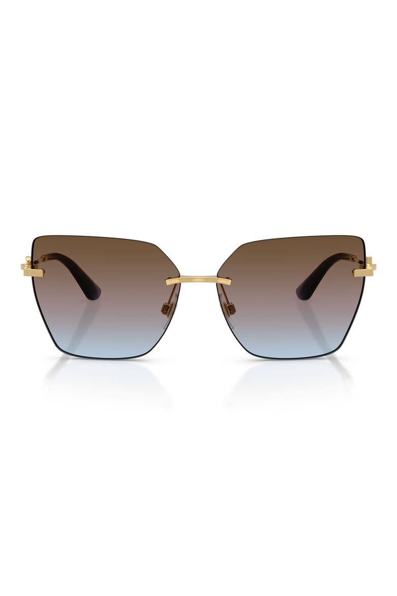 62mm Oversize Gradient Cat Eye Sunglasses, Main, color, GOLD / AZURE PINK BROWN
