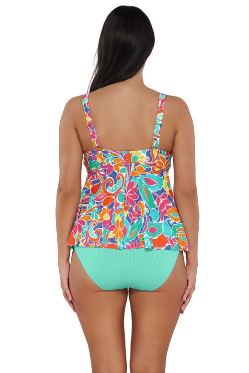 Sunsets Escape Marin Tankini Swimsuit Top In Festive Floral Sandbar Rib