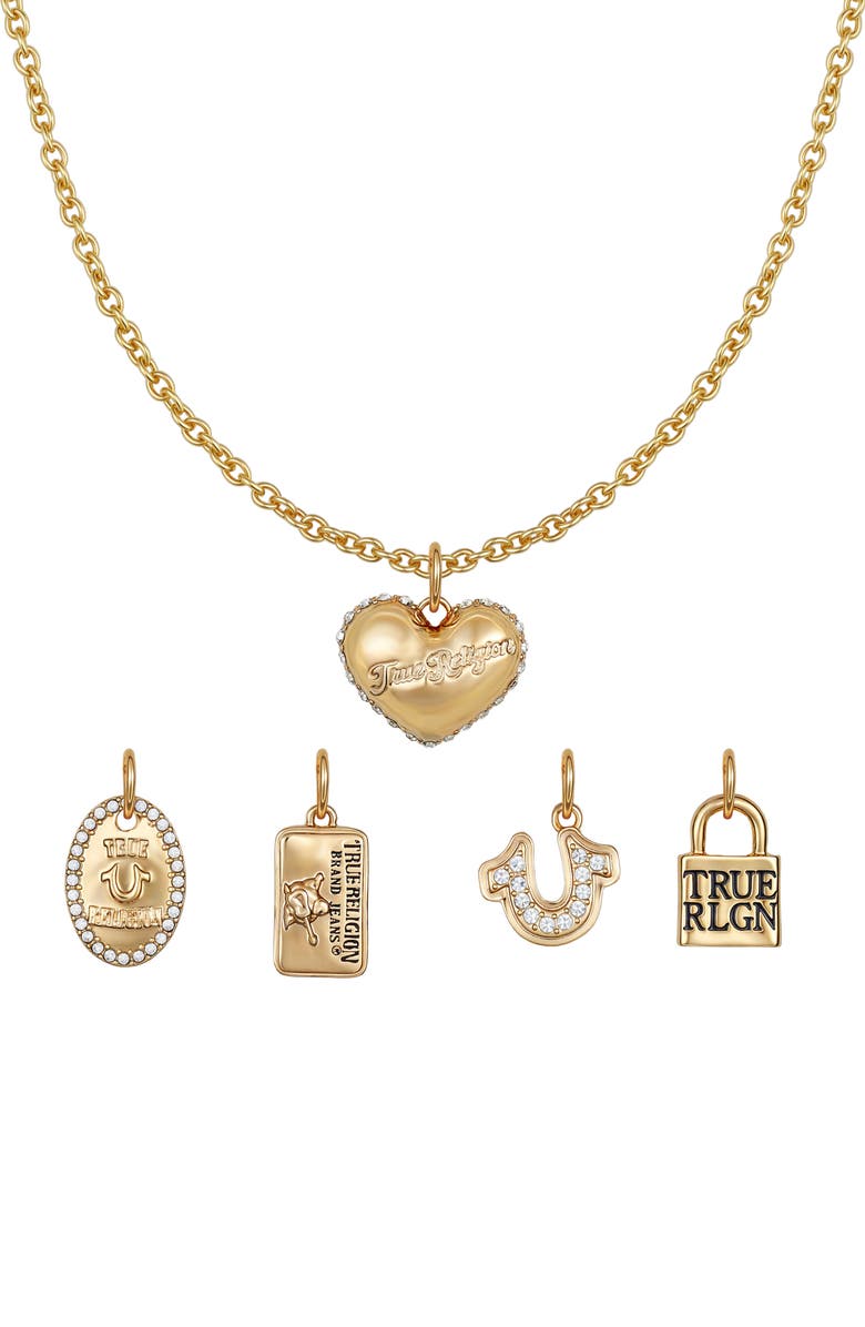 True Religion Interchangeable Charms Necklace, Alternate, color, Gold Tone