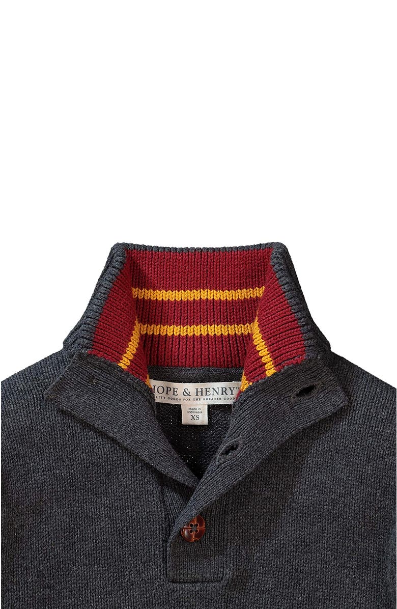 Hope & Henry Baby Boys' Mock Neck Button Placket Sweater, Infant, Alternate, color, Dark Heather Grey