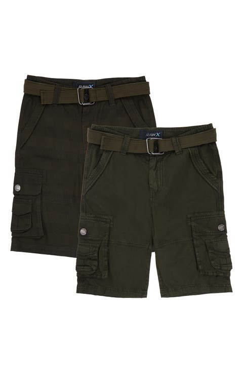 Kids' 2-Pack Belted Twill Cargo Shorts (Big Kid)