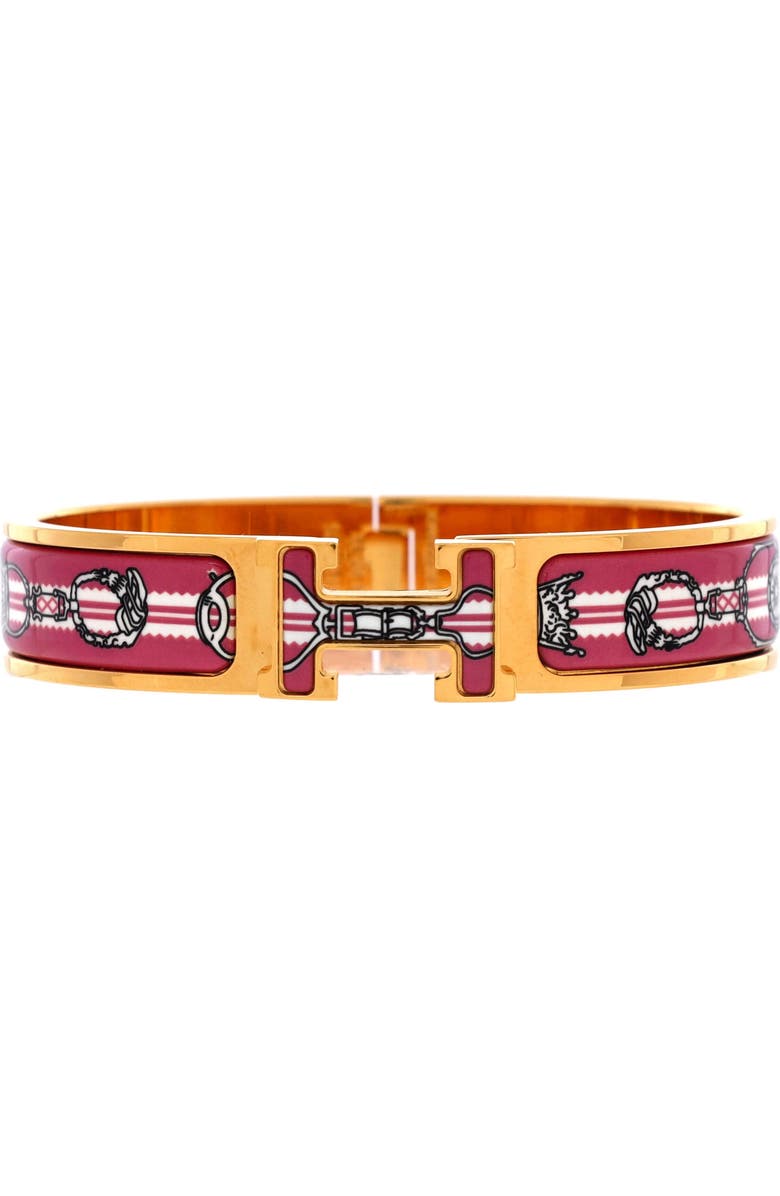 Pre-Owned Hermes Clic H Bracelet Printed Enamel Narrow, Main, color, Pink