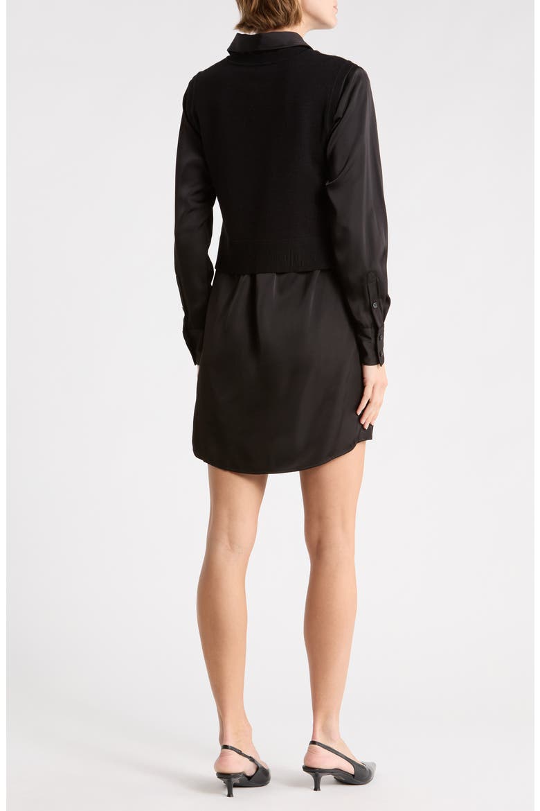 Layered Long Sleeve Shirtdress, Alternate, color, BLACK