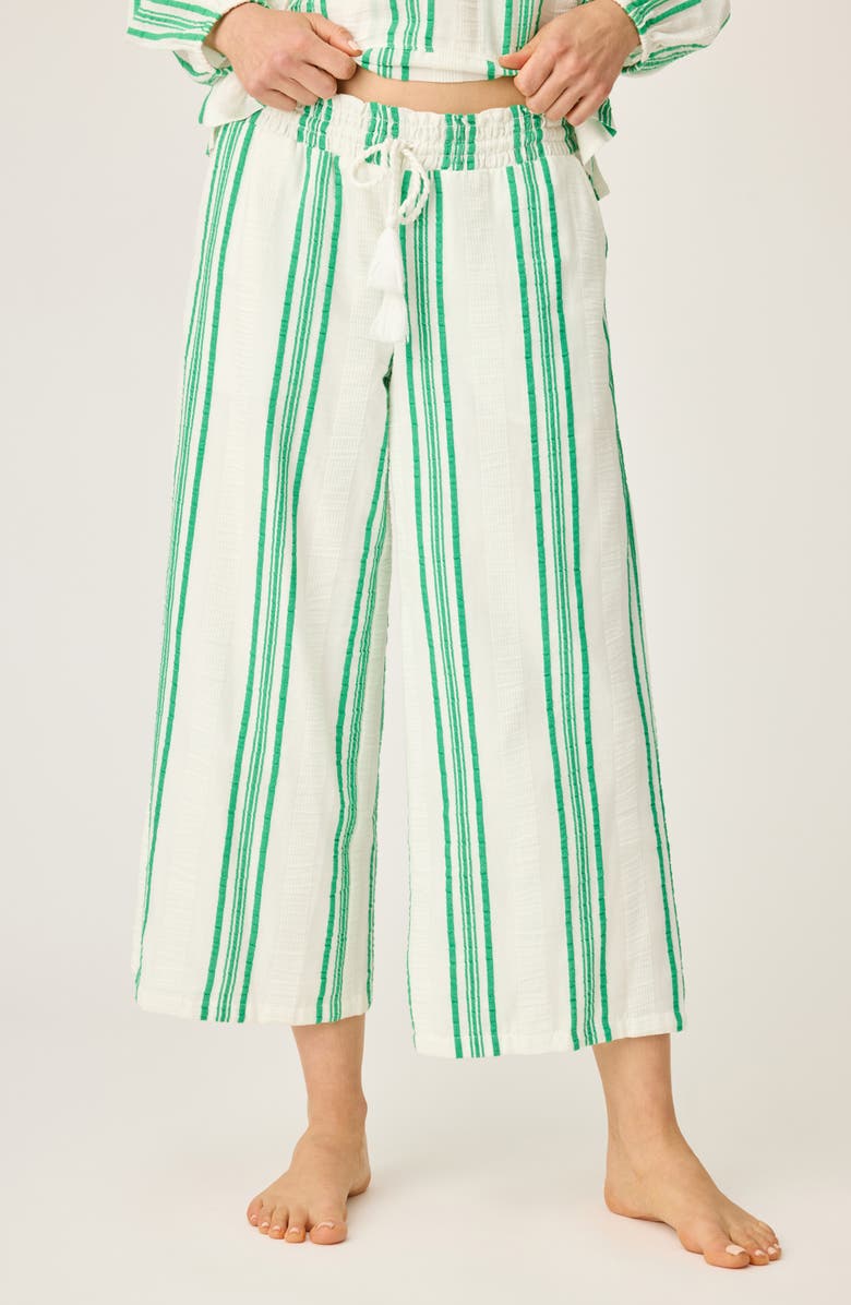 PJ Salvage The Beachcomber Stripe Crop Puckered Gauze Pajama Pants, Main, color,