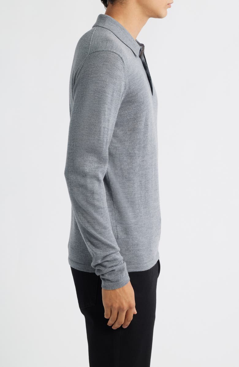 Robert Barakett Thomas Merino Wool Long Sleeve Polo, Alternate, color, Light Grey