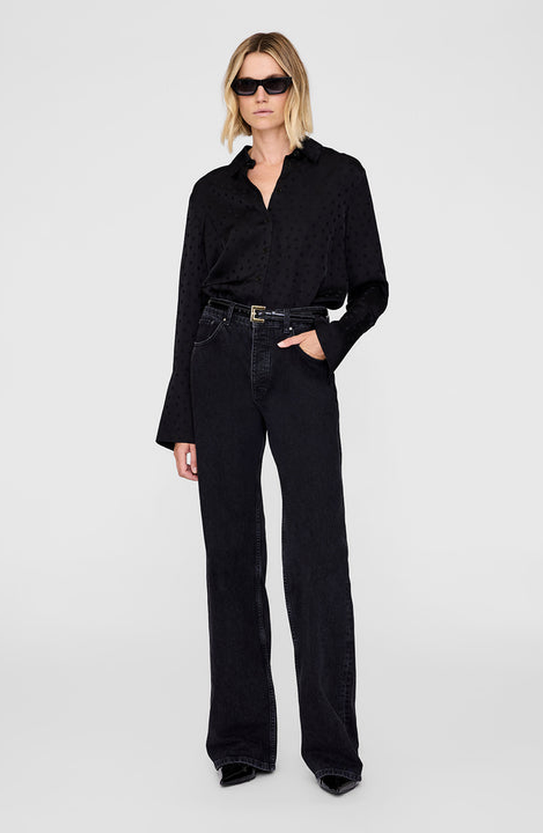 ANINE BING Amanda Dot Jacquard Shirt, Alternate, color, Black Dot Jacquard