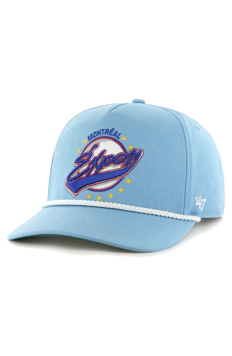 '47 Men's '47 Powder Blue Montreal Expos Cooperstown Collection Wax Pack Premier Hitch Adjustable Hat, Main, color, 