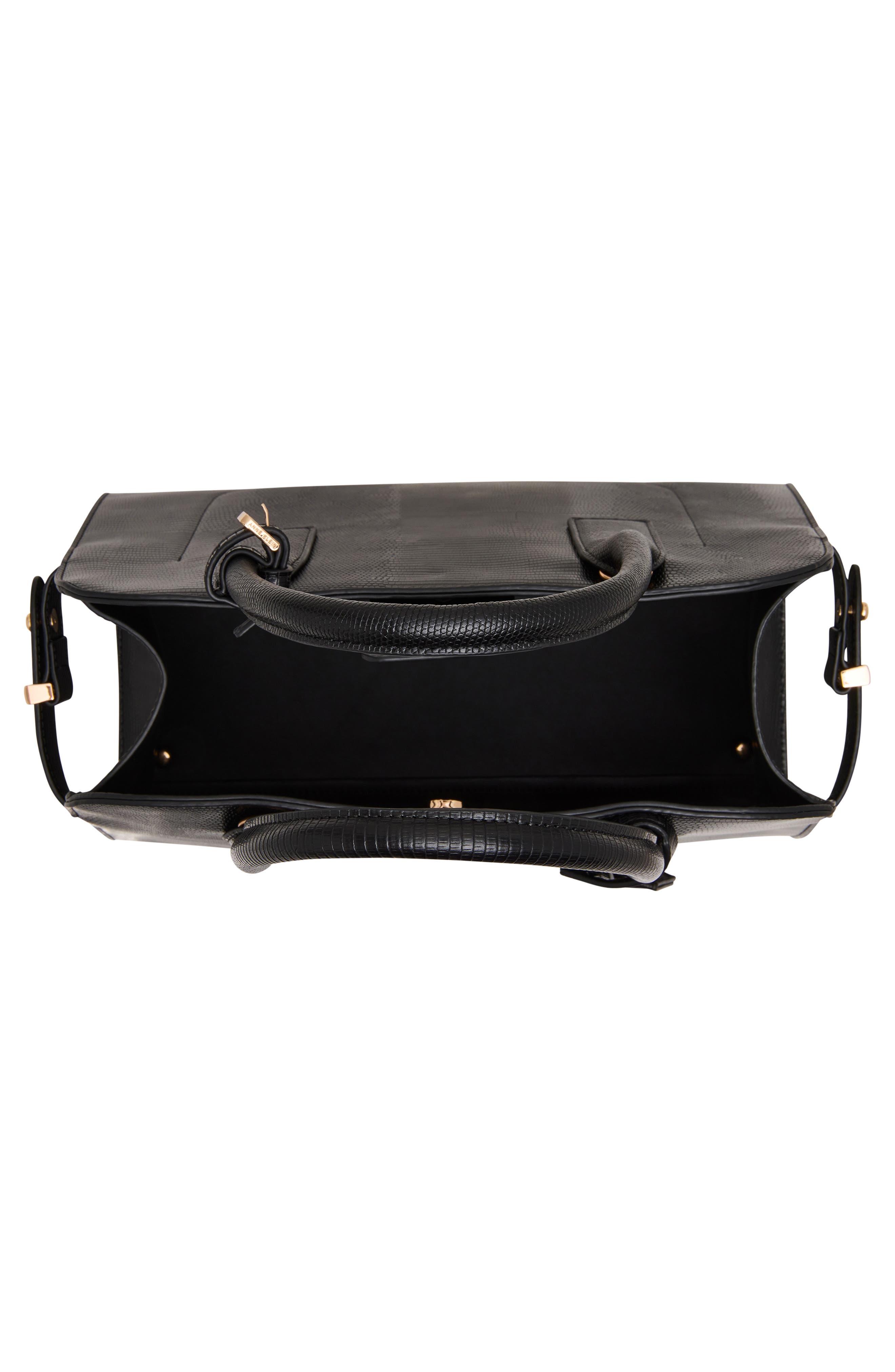 Anne Klein Curved Satchel, Alternate, color, Black