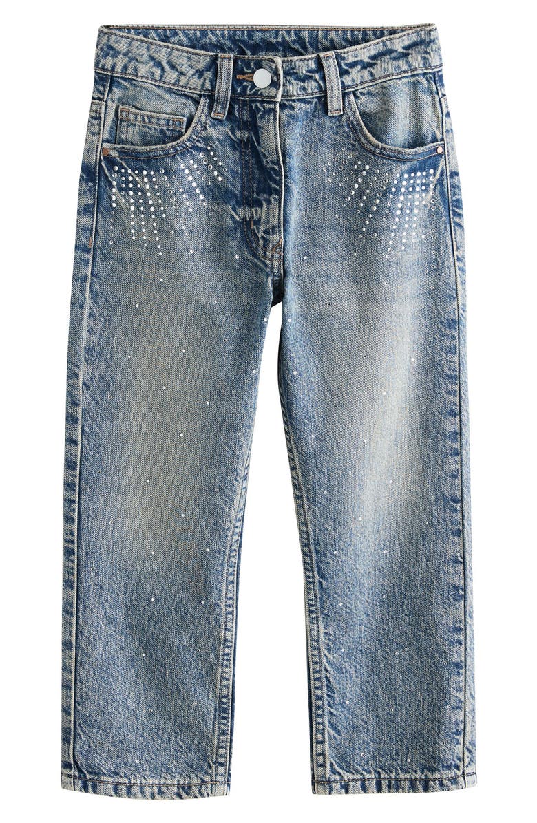 NEXT Kids' Sequin Splatter Jeans, Main, color, Blue