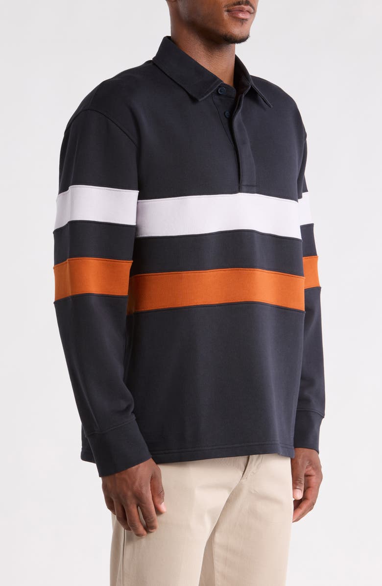 Wax London Rowhill Organic Cotton Rugby Shirt, Alternate, color, Navy Stripe