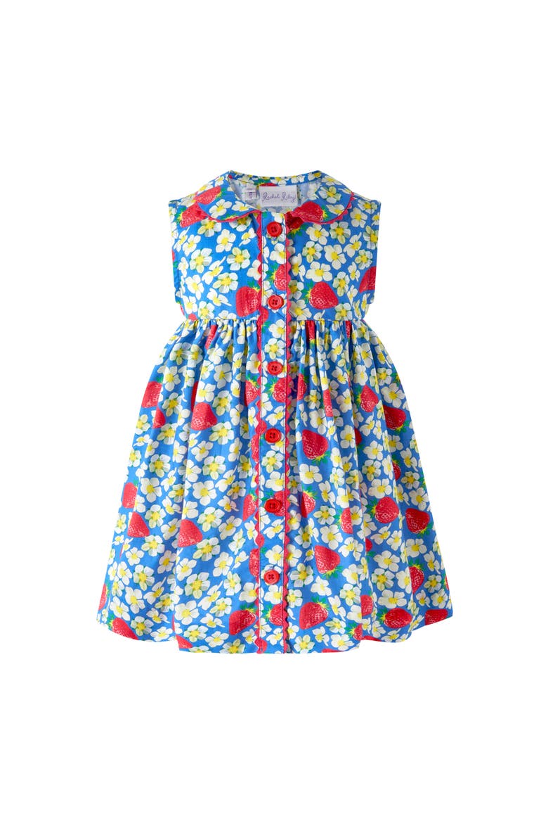 Strawberry Button-Front Dress and Bloomers, Main, color, Blue