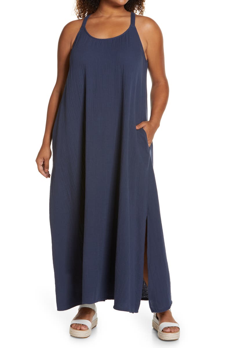 Caslon<sup>®</sup> Textured Cotton Sleeveless Maxi Dress, Main, color,