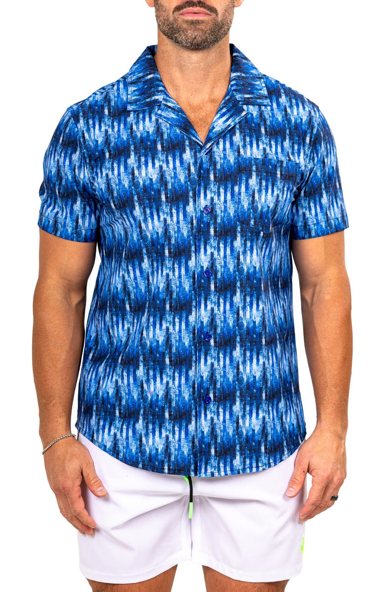 Maceoo Marthy Blue Camp Shirt, Main, color, 