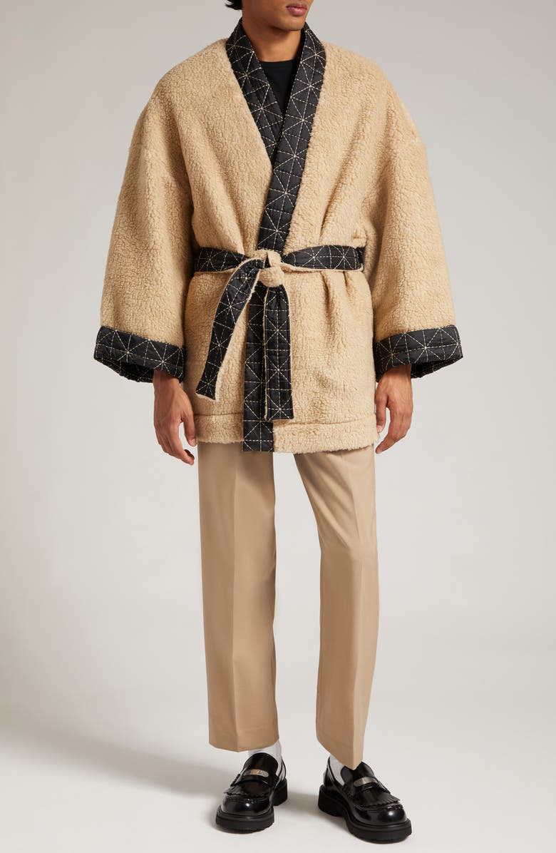 KENZO Archive Logo High Pile Fleece Wrap Jacket, Alternate, color, 