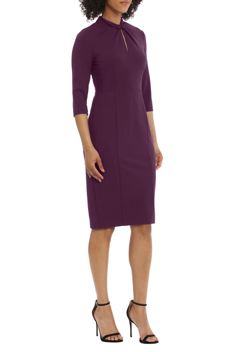 Crepe Three-Quarter Sleeve Sheath Dress, Alternate, color, PICKLED BEET