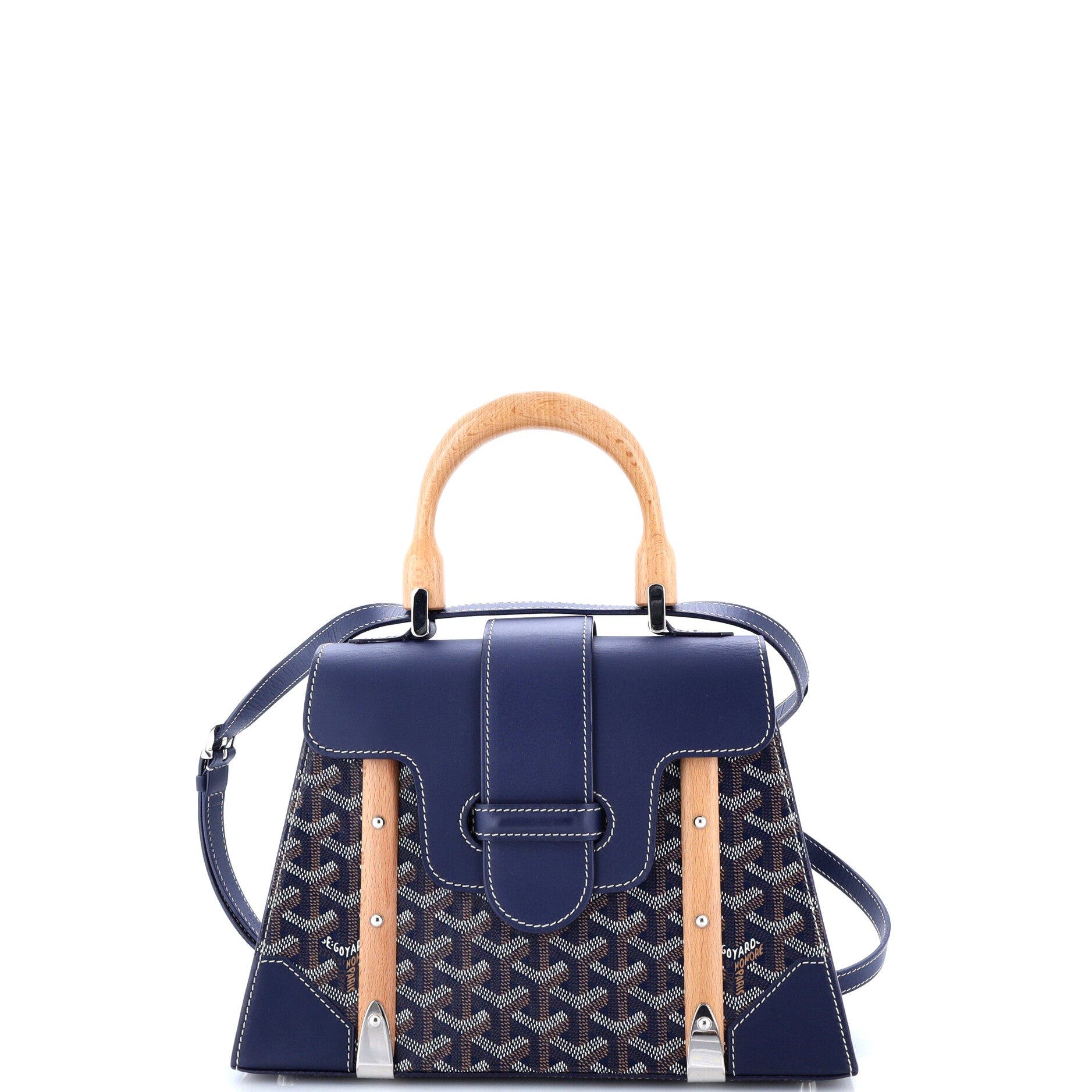 Saigon Top Handle Bag Coated Canvas with Leather PM, Main, color, Blue