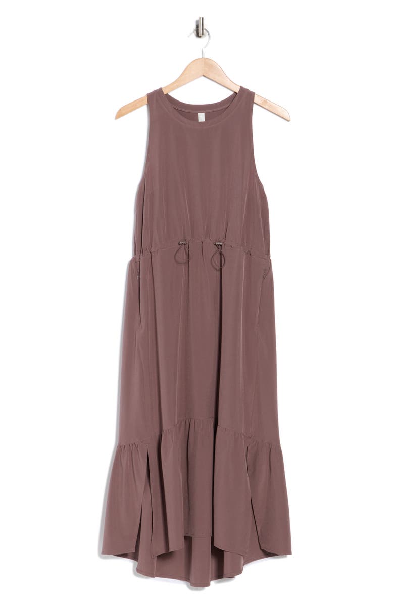Zella Pursuit Tiered Midi Dress, Alternate, color, Grey Plum