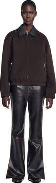 SANDRO Double-faced Leather Collar Jacket