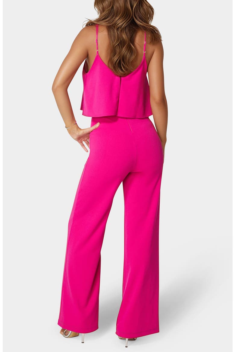 Ruffle Overlay Wide Leg Jumpsuit, Alternate, color, FUCHSIA