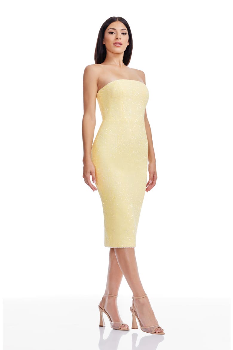 Viviana Sequin Strapless Sheath Dress, Alternate, color, PASTEL YELLOW