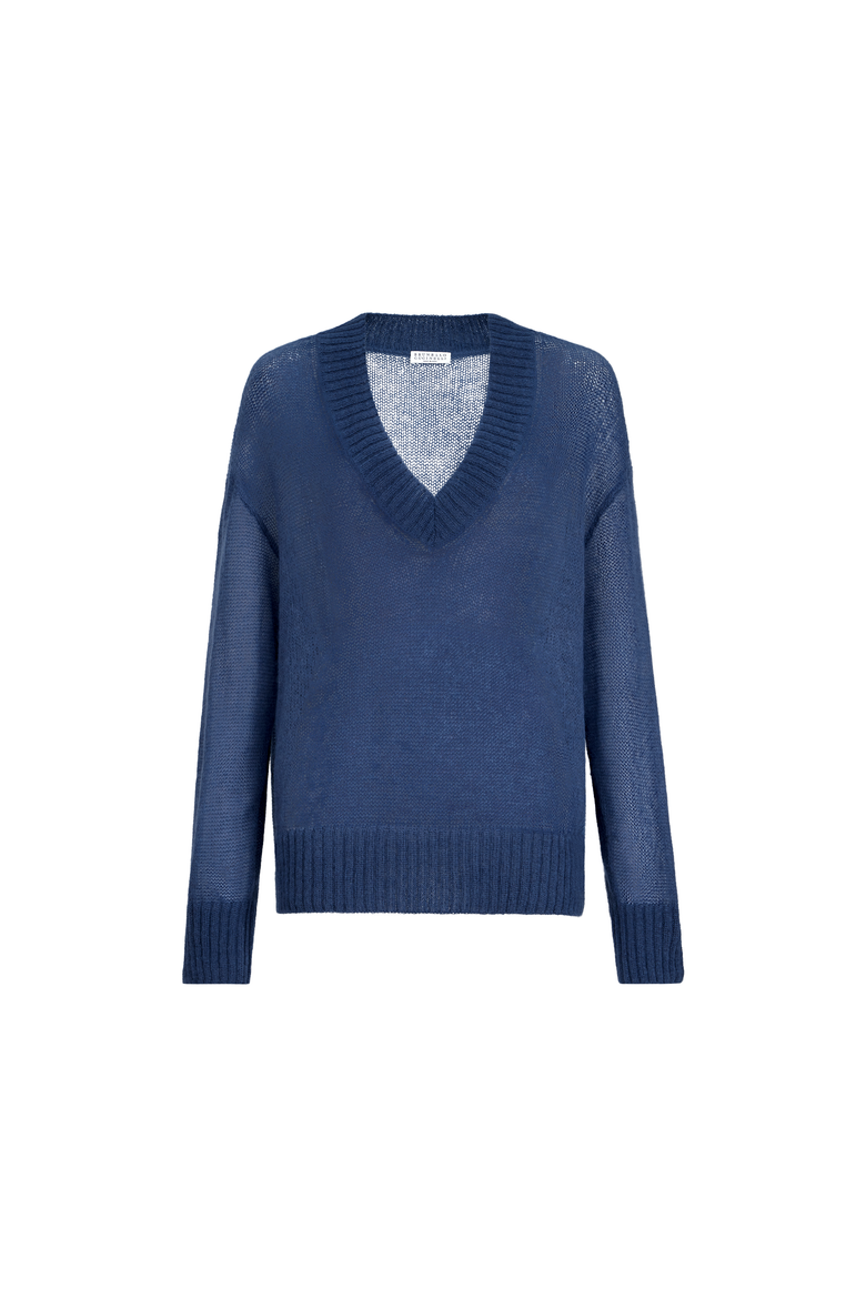 Virgin wool and mohair sweater, Alternate, color, Blue