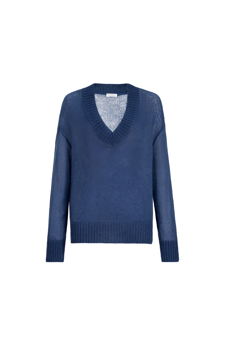Brunello Cucinelli Virgin wool and mohair sweater, Alternate, color, Blue