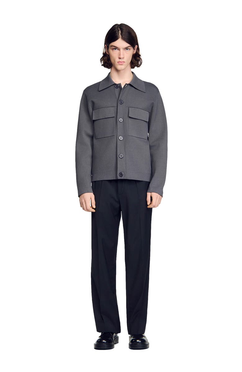 SANDRO Milano knit jacket, Alternate, color, Dark Grey