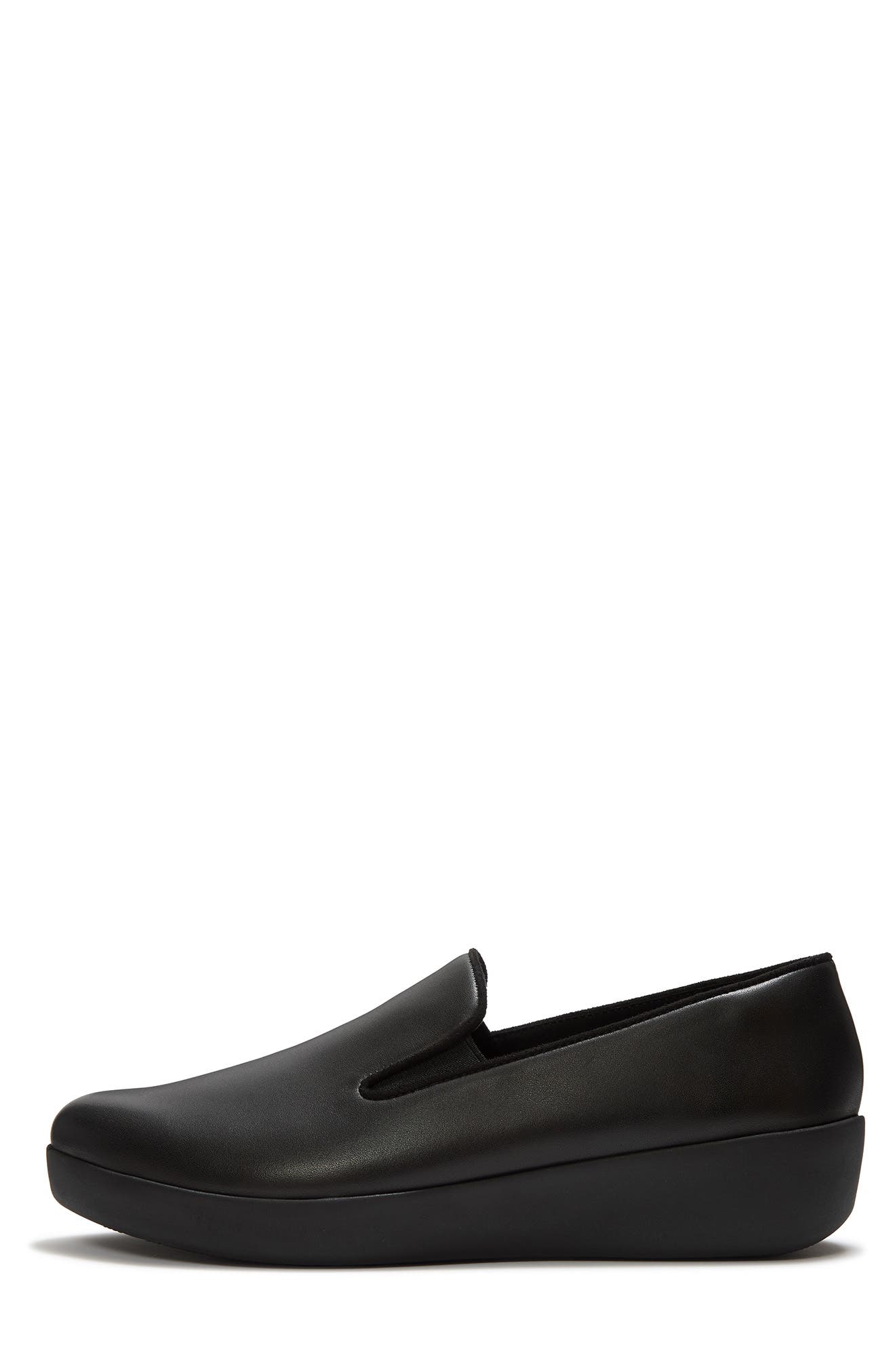 Flowform Leather Loafer, Alternate, color, ALL BLACK
