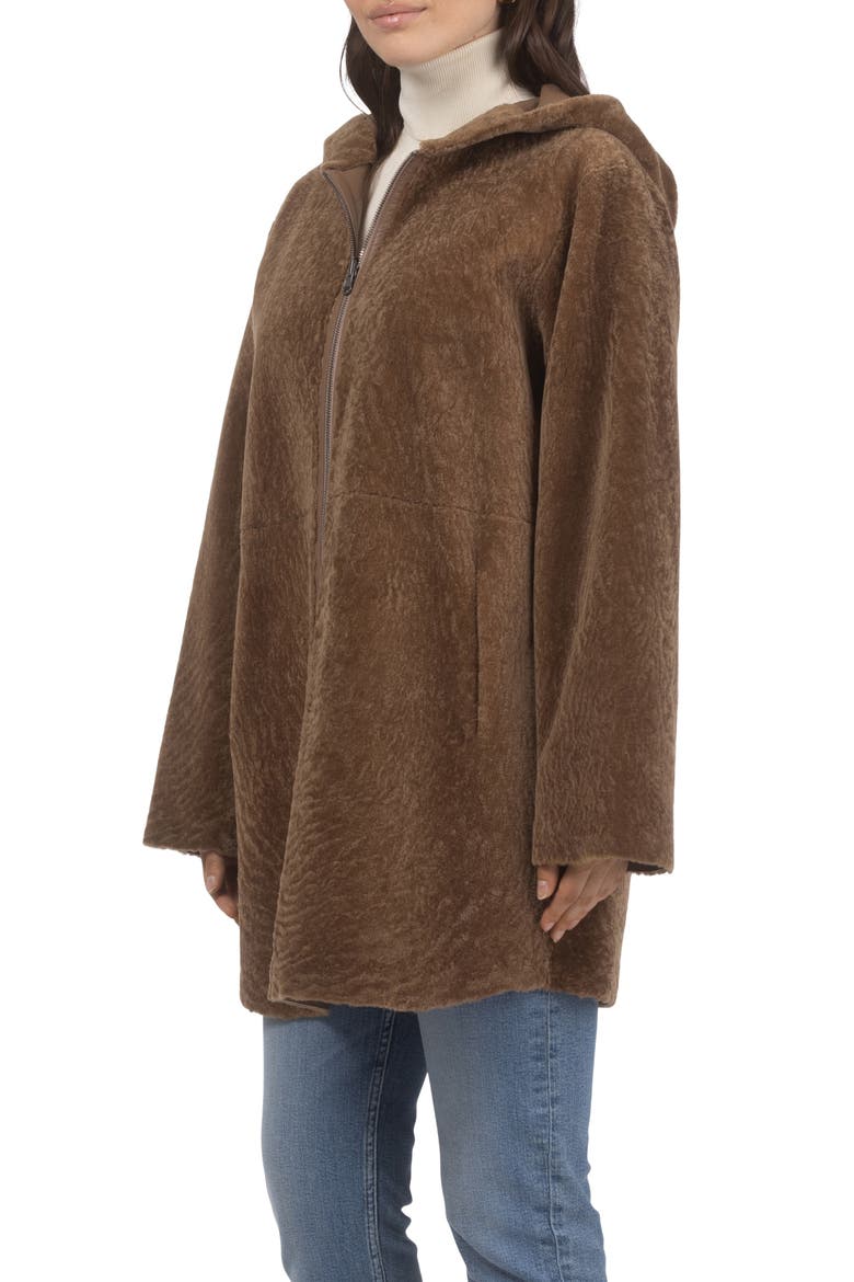 Reversible Textured Genuine Shearling Jacket, Alternate, color, CAMEL/CAMEL