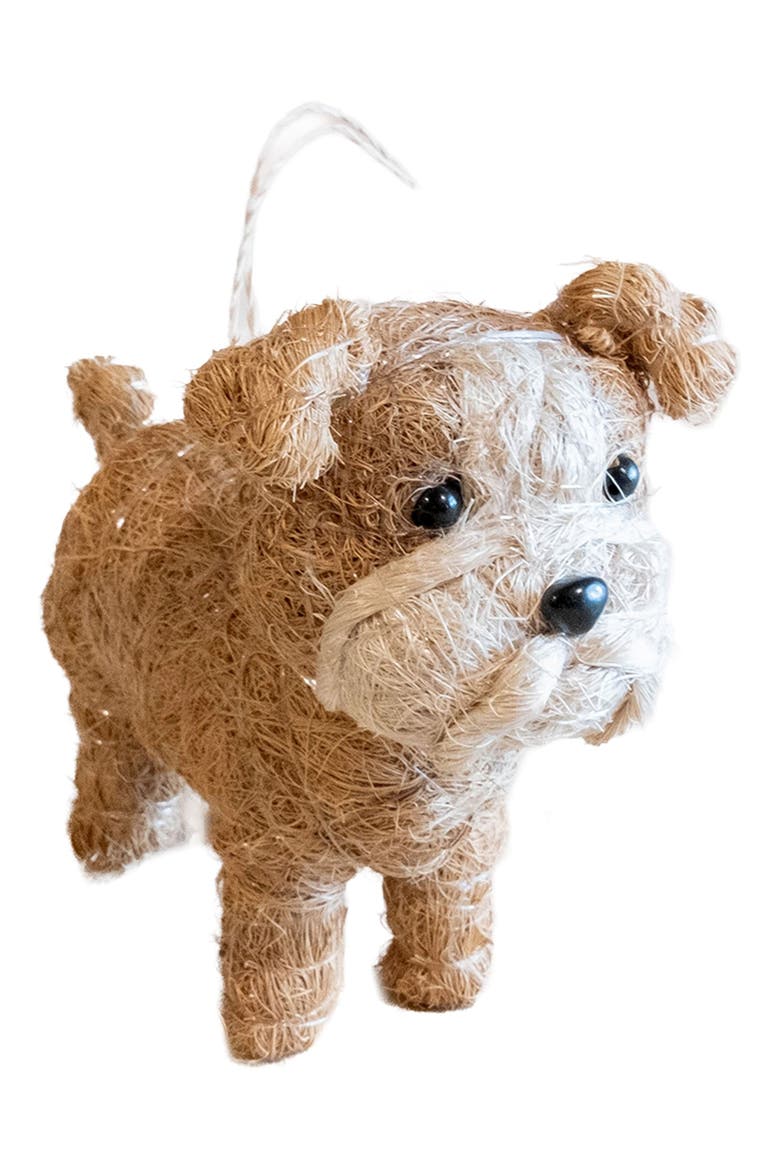 English Bulldog Handwoven Ornament, Main, color, BROWN/ WHITE