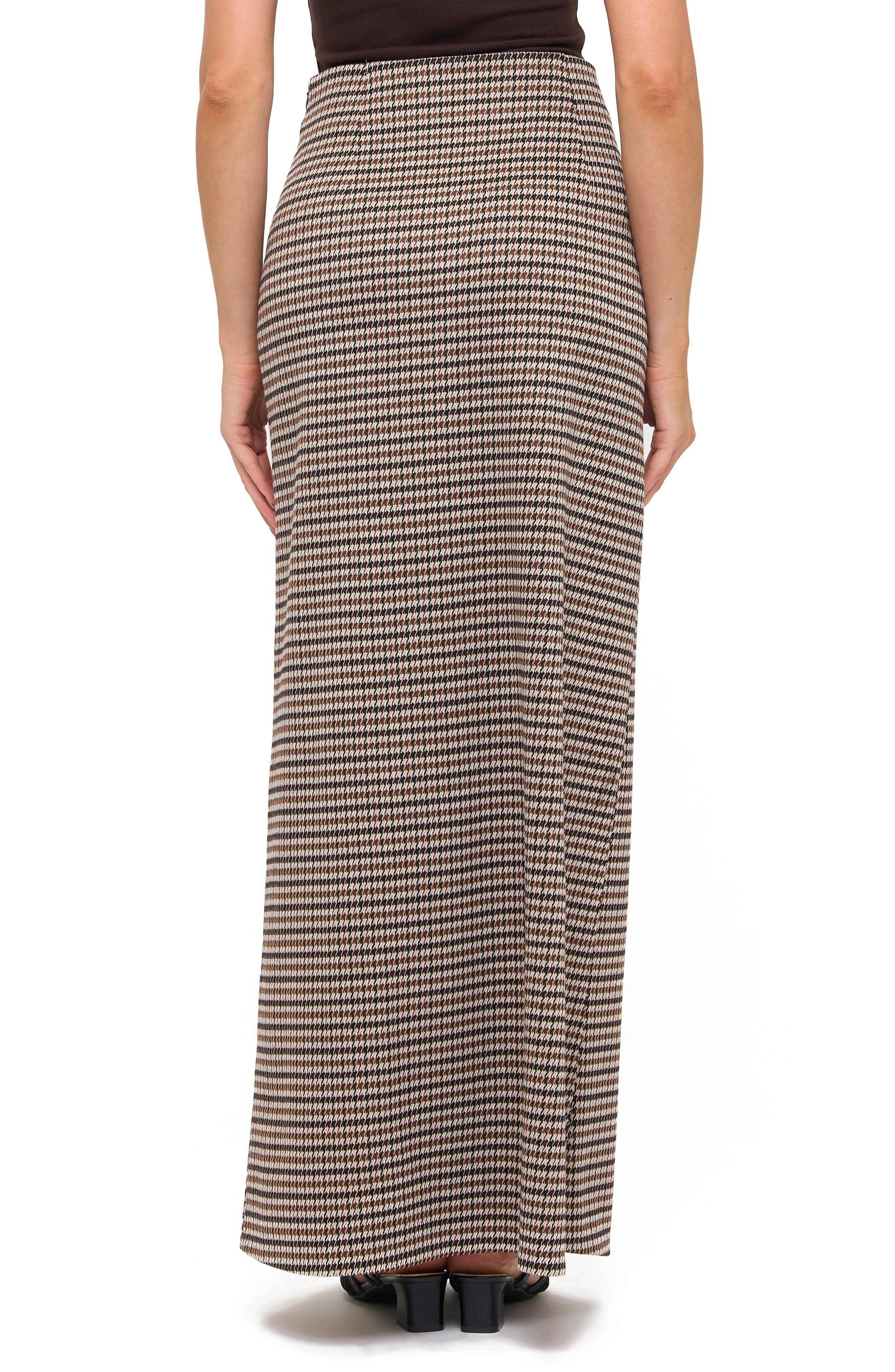 Houndstooth Front Slit Maxi Skirt - image 2
