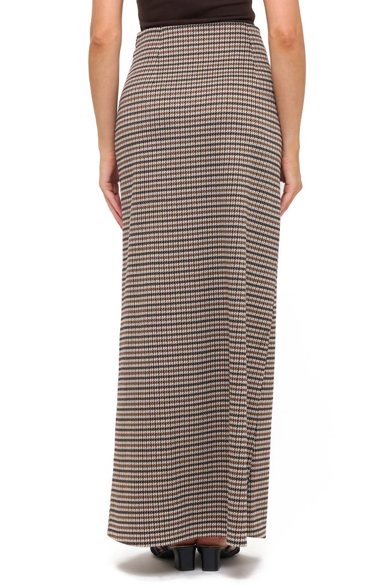 Houndstooth Front Slit Maxi Skirt, Alternate, color, BLACK/ CAMEL