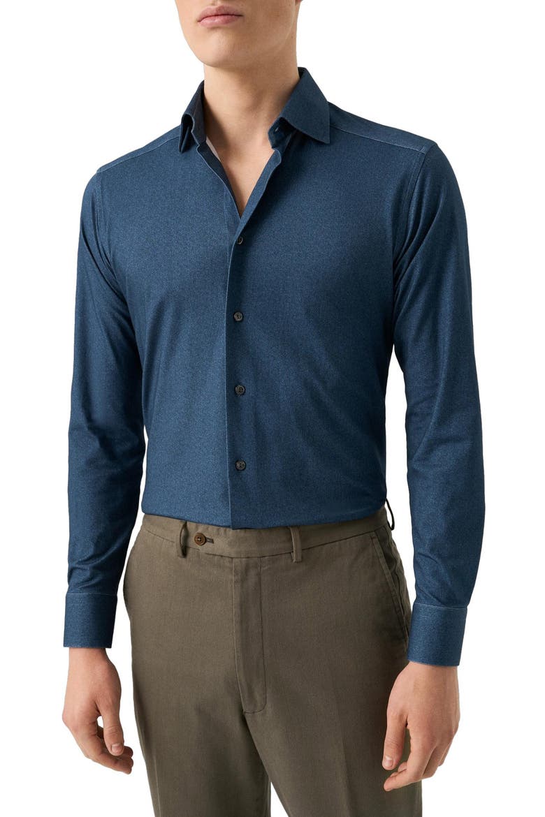 Slim Fit 4Flex Fit Stretch Jersey Dress Shirt, Main, color, NAVY