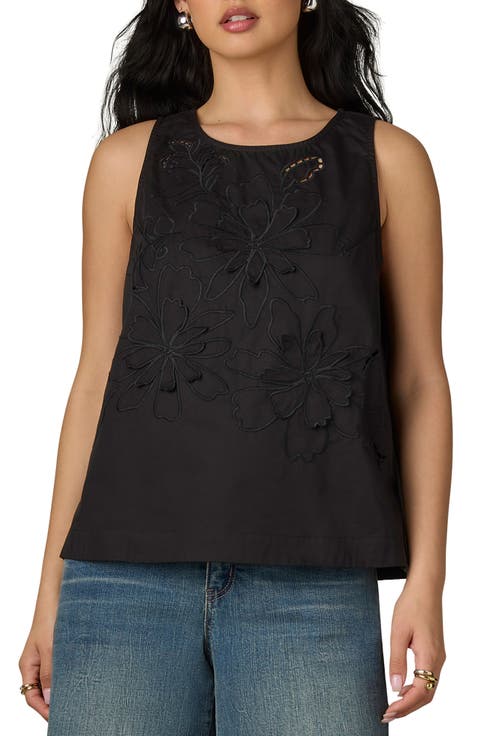 Die Cut Embroidered Sleeveless Top