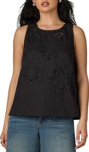 Wit & Wisdom Die Cut Embroidered Sleeveless Top